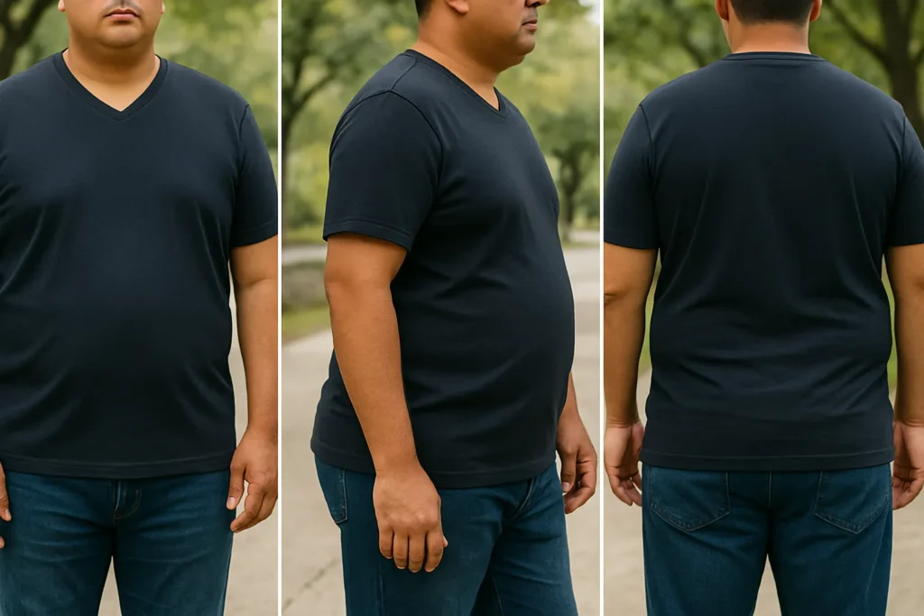 تیشرت مردانه مناسب فرم مثلثی