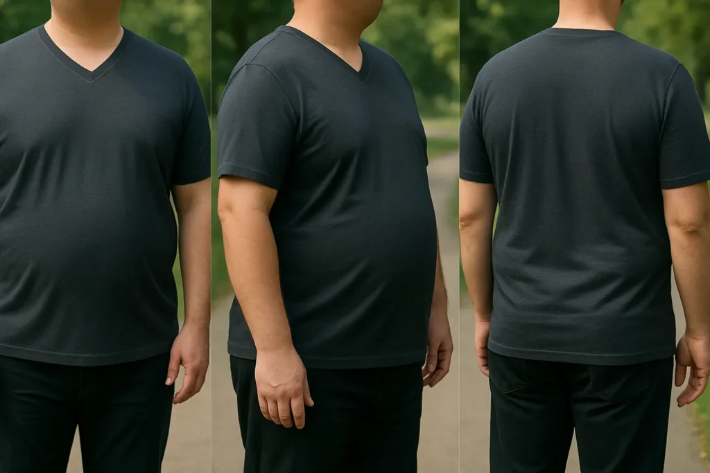 تیشرت مردانه مناسب فرم بیضی